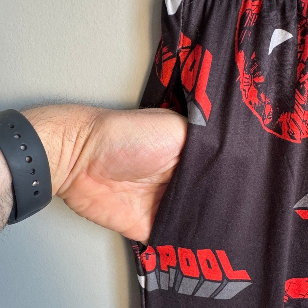 Marvel Deadpool Sleep Pants Black Red Logo Graphic Pajama Bottoms Mens Small - Picture 3 of 12